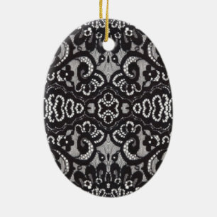 Ornement En Céramique Art Déco Bohème Chic floral gothique noir dentelle