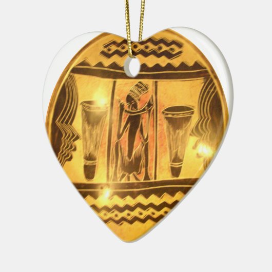 Ornement En Céramique Art Ethnique Africain d'or Imprimer (Gauche)