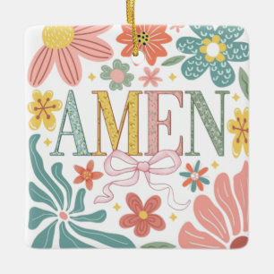 Ornement En Céramique Art Floral Amen
