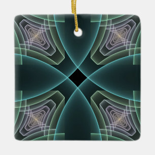 Ornement En Céramique Art graphique géométrique fractal sarcelle moderne