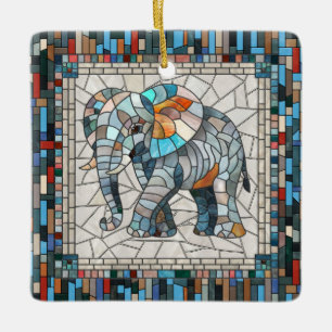 Ornement En Céramique Art mignon de mosaïque d'éléphant coloré