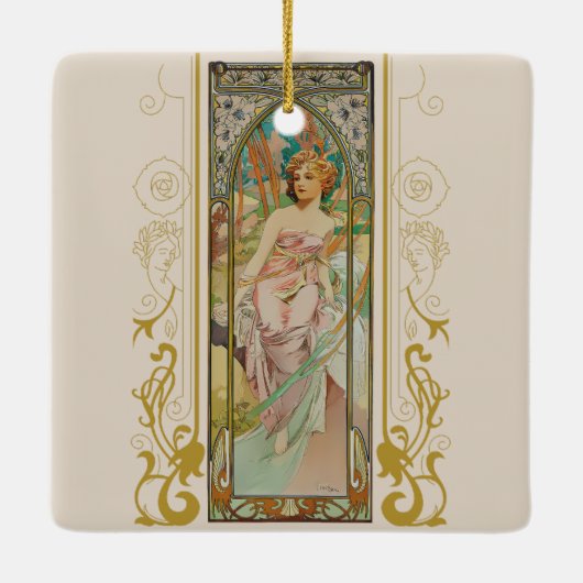 Ornement En Céramique Art Nouveau Alphonse Mucha - Réveil matinal (Dos)