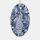 Ornement En Céramique Art Nouveau Peacock Print, Navy et White (Droite)