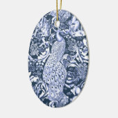 Ornement En Céramique Art Nouveau Peacock Print, Navy et White (Gauche)