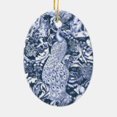 Ornement En Céramique Art Nouveau Peacock Print, Navy et White (Dos)