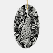 Ornement En Céramique Art Nouveau Peacock Print, noir et blanc (Droite)