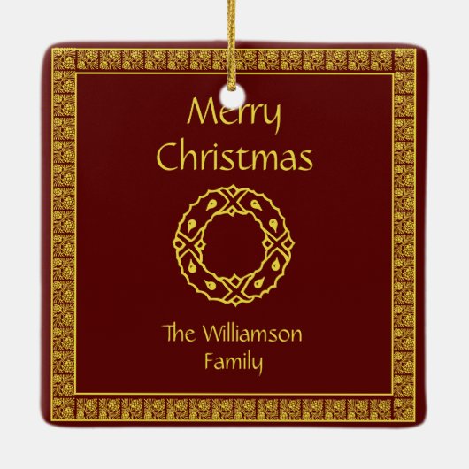 Ornement En Céramique Art Nouveau personnalisé Noël rouge (Dos)