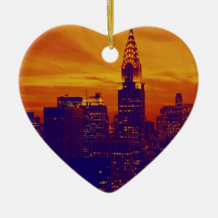 Ornement En Céramique Art pop orange bleu New York City