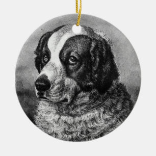 Ornement En Céramique Art vintage de chien de St Bernard