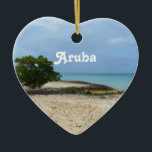 Ornement En Céramique Aruba rocailleux<br><div class="desc">Côte rocailleuse d'Aruba avec des arbres de roche et de divi de lave.</div>