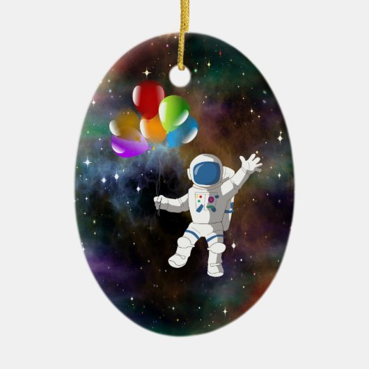 Ornement En Céramique Astronaut avec ballons (Devant)