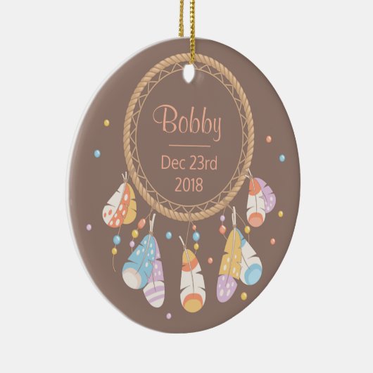 Ornement En Céramique Attrape-rêves tribal Boho Cadeau de naissance (Droite)