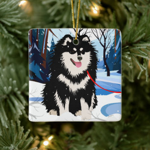 Ornement En Céramique AU-DESSUS DE LA RIVIÈRE Finnish Lapphund 2023 Orne