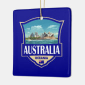 Ornement En Céramique Australia Illustration Retro Badge (Gauche)