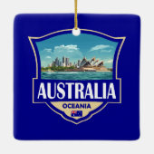 Ornement En Céramique Australia Illustration Retro Badge (Dos)