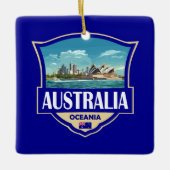 Ornement En Céramique Australia Illustration Retro Badge (Devant)