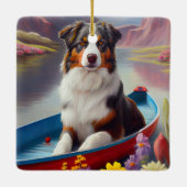 Ornement En Céramique Australian Shepherd on Paddle : Une aventure Pitto (Dos)