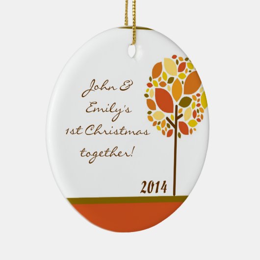 Ornement En Céramique Automne Automne Arbre Moderne Nom Personnalisé Orn (Droite)