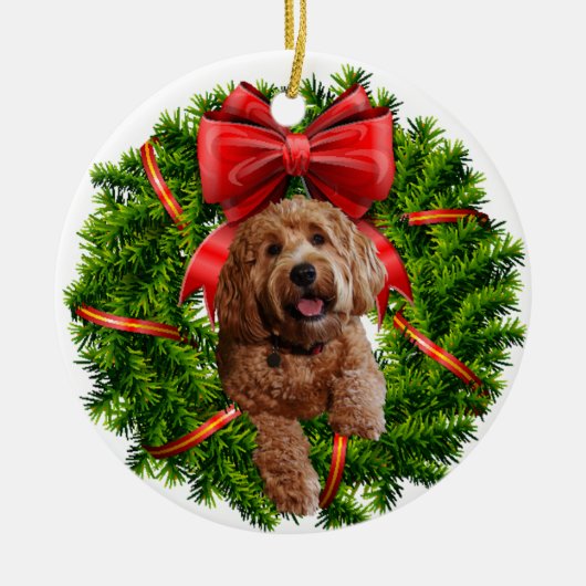 Ornement en céramique avec le griffonnage d'or (Devant)