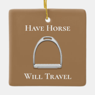 Ornement En Céramique "Avoir le cheval va voyager" Brown de fer à sirop