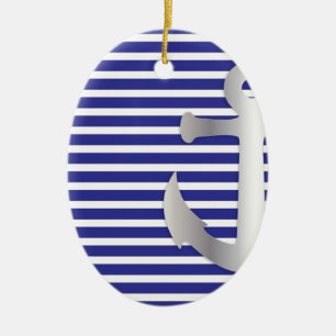 Ornement En Céramique Aziza Stripes & Marine Blue Seaman
