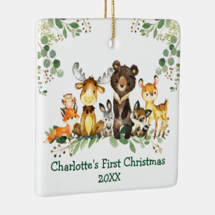 Ornement En Céramique Baby First Christmas Animaux rustiques Végétatio