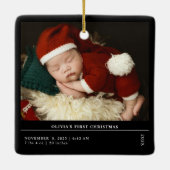 Ornement En Céramique Baby First Christmas Birth Stats Faire-part (Dos)