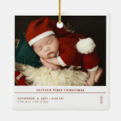 Ornement En Céramique Baby First Christmas Birth Stats Faire-part (Dos)
