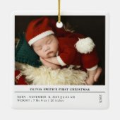 Ornement En Céramique Baby First Christmas Birth Stats Faire-part (Dos)