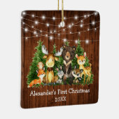 Ornement En Céramique Baby First Christmas Forest Animaux Lumières Carré (Droite)