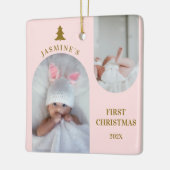 Ornement En Céramique Baby Girl First Christmas Arch Photo Blush Rose (Gauche)
