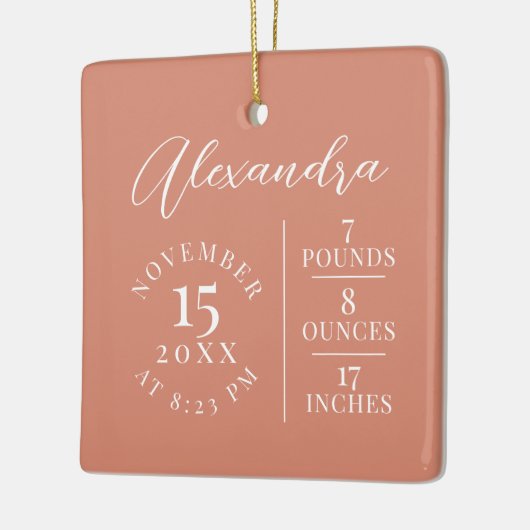 Ornement En Céramique  Baby Name & Birth Stats Photo Pink Keepsake (Gauche)