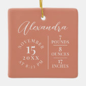 Ornement En Céramique Baby Name & Birth Stats Photo Pink Keepsake (Devant)