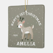 Ornement En Céramique Baby’s 1st Christmas Reindeer Keepsake Photo (Gauche)
