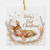 Ornement En Céramique Baby’s First Christmas A Square Keepsake  (Devant)
