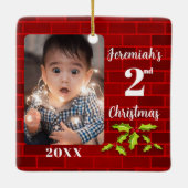 Ornement En Céramique Baby's 2nd Christmas Red Brick Keepsaké (Dos)