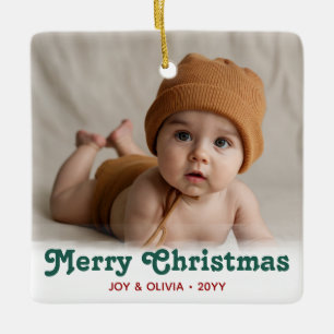 Ornement En Céramique Baby's First Christmas 2 Photo Birth Stats Céramiq