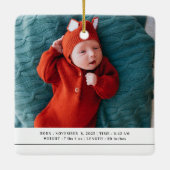Ornement En Céramique Babys First Christmas  Birth Stats Announcement  (Dos)
