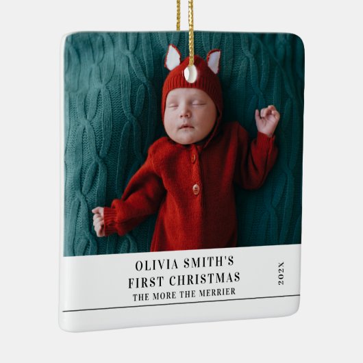 Ornement En Céramique Babys First Christmas Birth Stats Announcement (Droite)