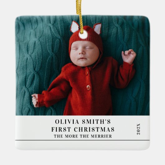 Ornement En Céramique Babys First Christmas Birth Stats Announcement (Devant)