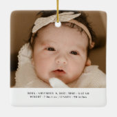 Ornement En Céramique Babys First Christmas Birth Stats Announcement C (Dos)
