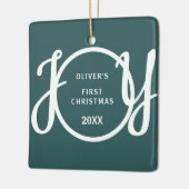 Ornement En Céramique Baby's First Christmas Name Green Keepsake (Gauche)