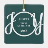 Ornement En Céramique Baby's First Christmas Name Green Keepsake (Dos)