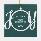 Ornement En Céramique Baby's First Christmas Name Green Keepsake (Devant)