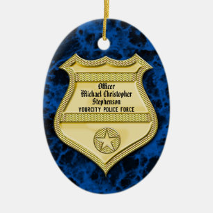 Ornement En Céramique Badge Marbre Police Graduation/Retraite Party