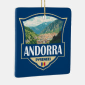 Ornement En Céramique Badge rétro illustrant Andorre (Droite)