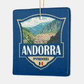 Ornement En Céramique Badge rétro illustrant Andorre (Gauche)