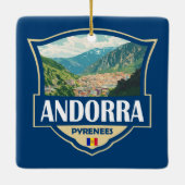 Ornement En Céramique Badge rétro illustrant Andorre (Dos)