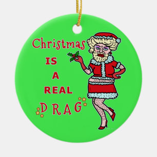 Ornement En Céramique Bah Humbug Père Noël à Drag