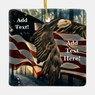 Ornement En Céramique Bald Eagle Drapeau américain Country Road